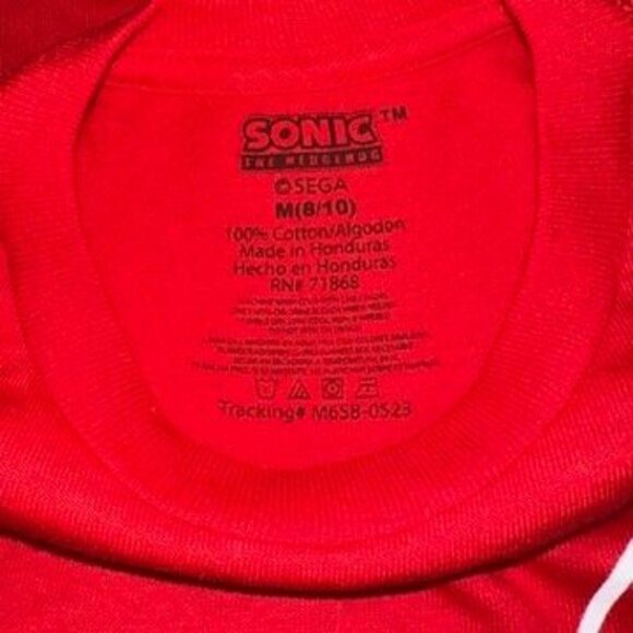 SEGA Sonic The Hedgehog Boys Knuckles Medium Red T-Shirt 100% Cotton Size S 6 7 - Picture 3 of 3